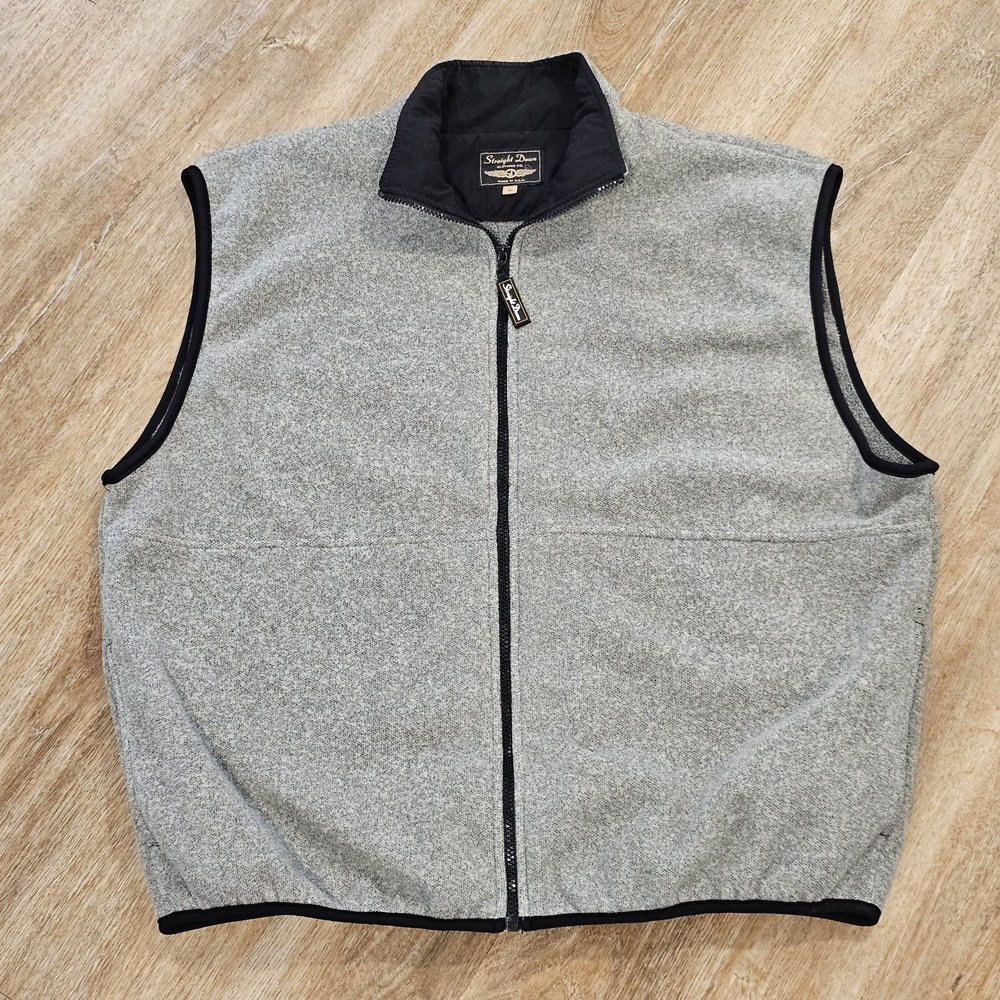 Straight Down Clothing Co Golf Vest Mens‎ XL Gray Full Zip Polartec Fleece USA